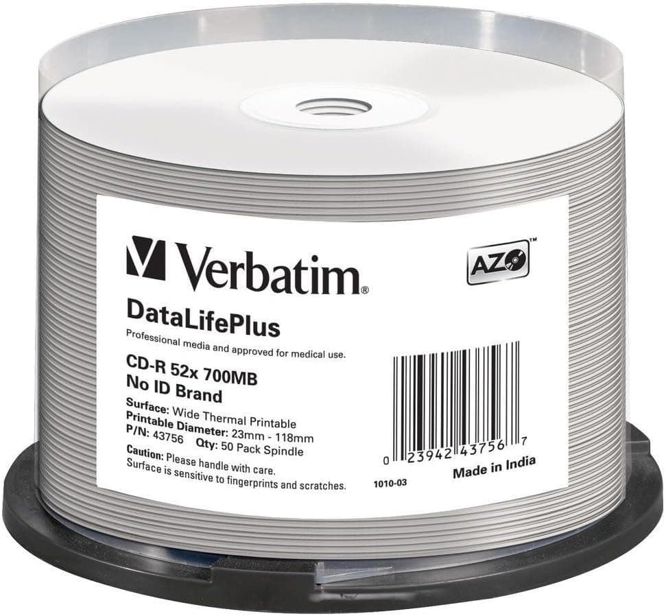 1 - CD-R VERBATIM PRINTABLE 700MB 52X 80min — immagine 1 di 1