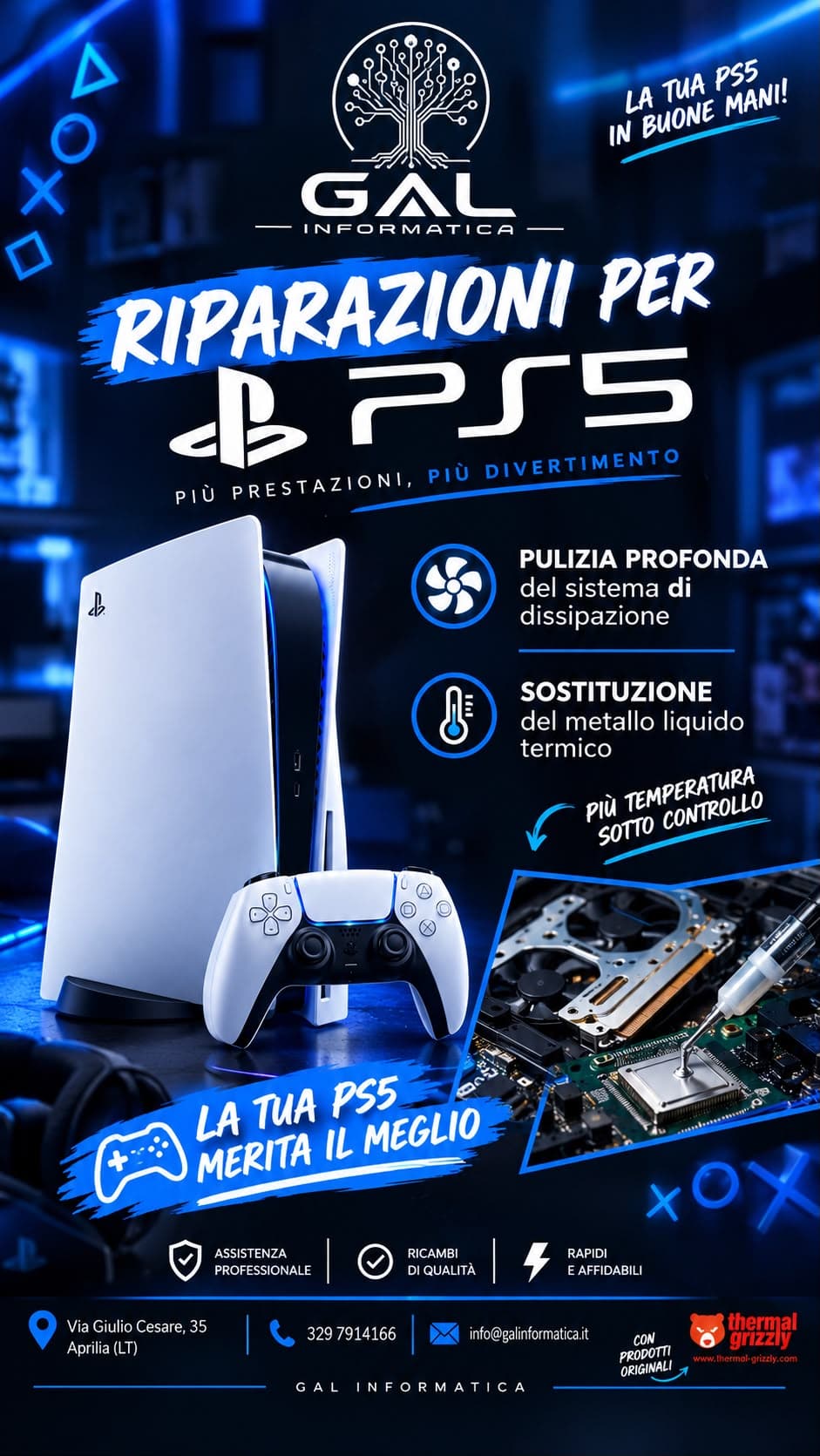 SERVIZIO PULIZIA E SOSTITUZIONE METALLO LIQUIDO PS5