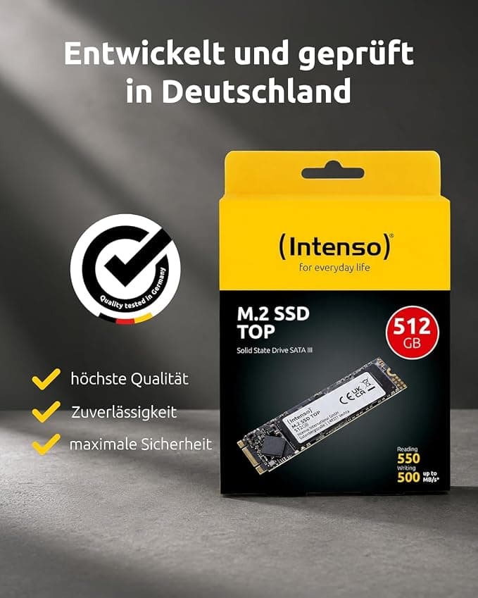 Intenso M.2 SSD interno SATA III 512GB 520Mb/s, Unità a stato solido