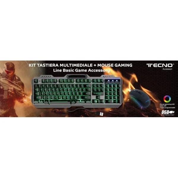KIT TASTIERA E MOUSE TC-BG2006 GAMING USB NERO