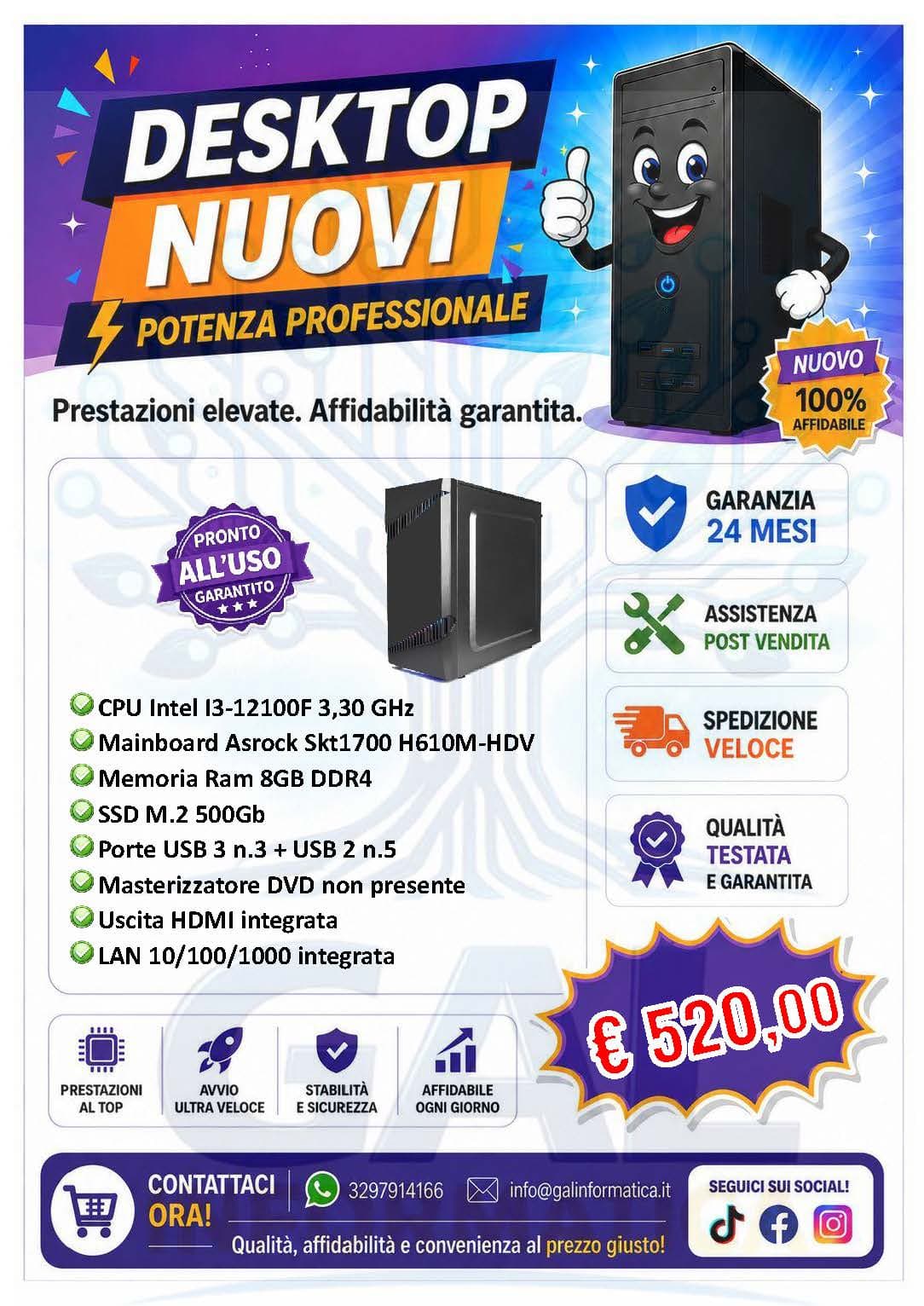 Computer Desktop I3 - 8Gb Ram / 500Gb SSD